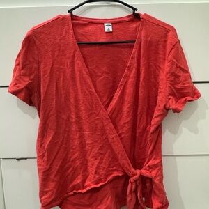 Old Navy Vibrant Red Wrap Tee